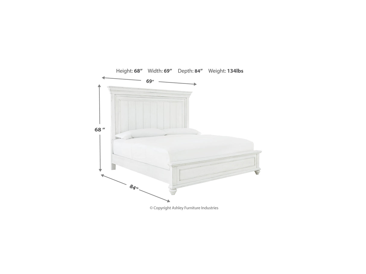 Kanwyn Whitewash Queen Panel Bed, Dresser, Mirror And Nightstand
