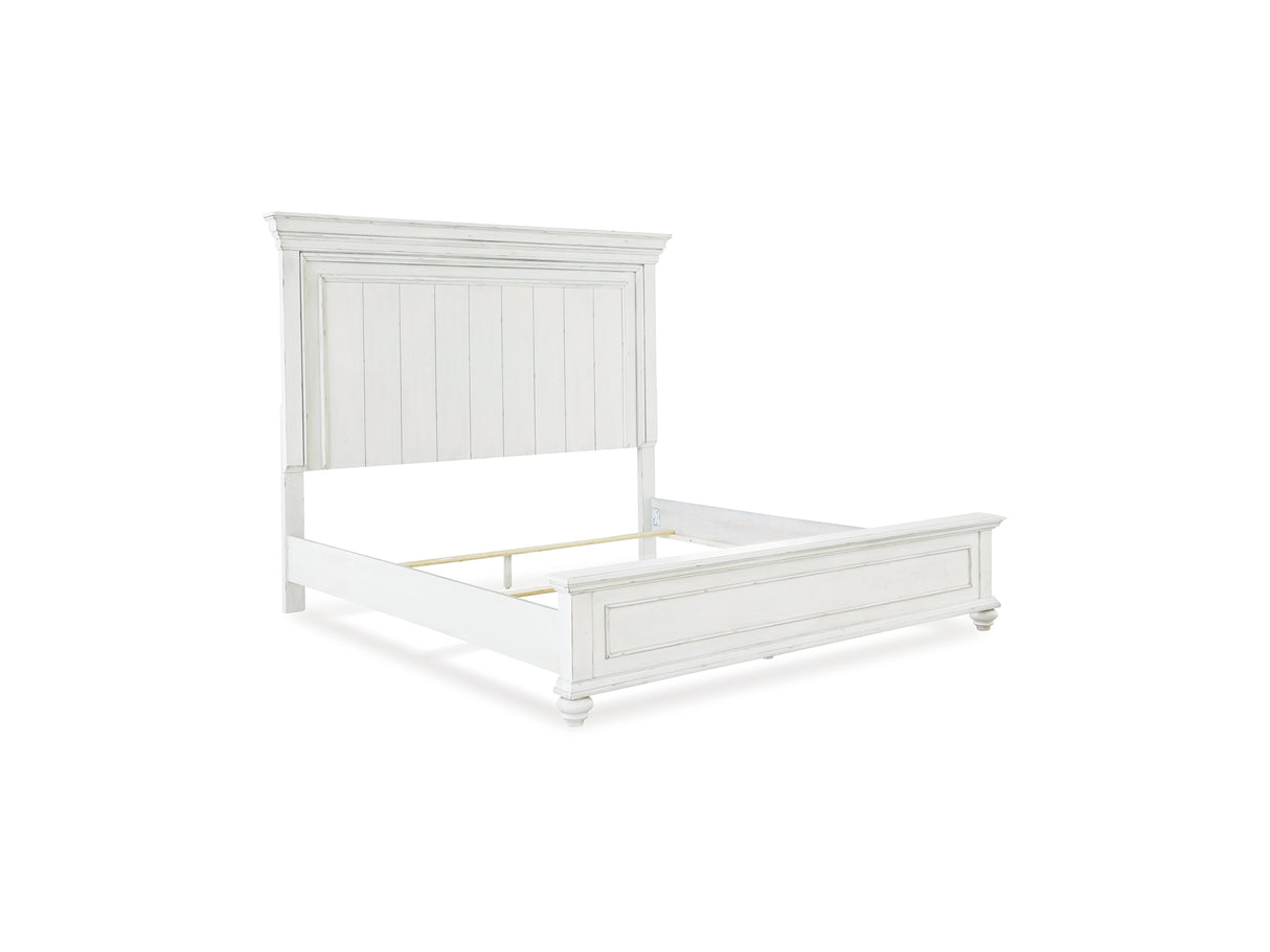 Kanwyn Whitewash Queen Panel Bed, Dresser, Mirror And Nightstand