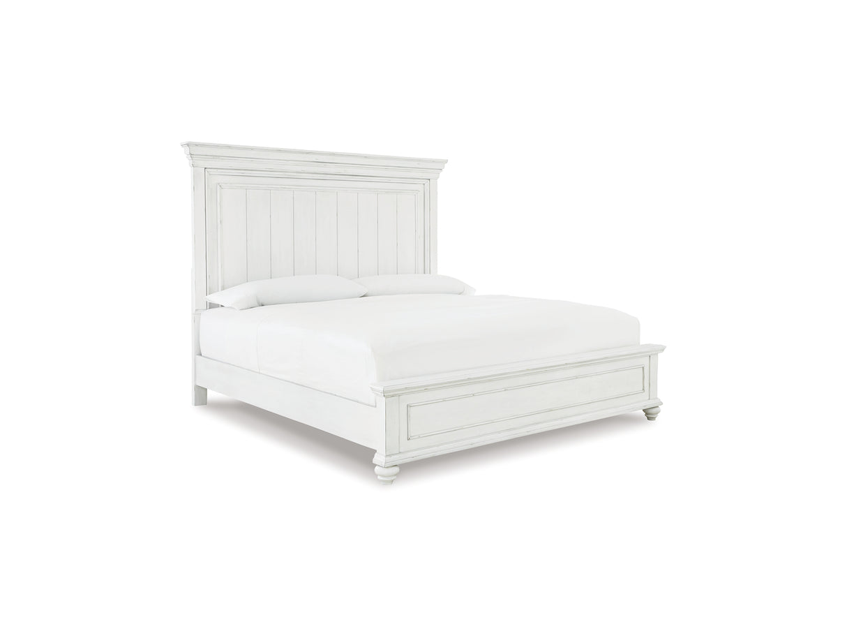 Kanwyn Whitewash Queen Panel Bed, Dresser, Mirror And Nightstand