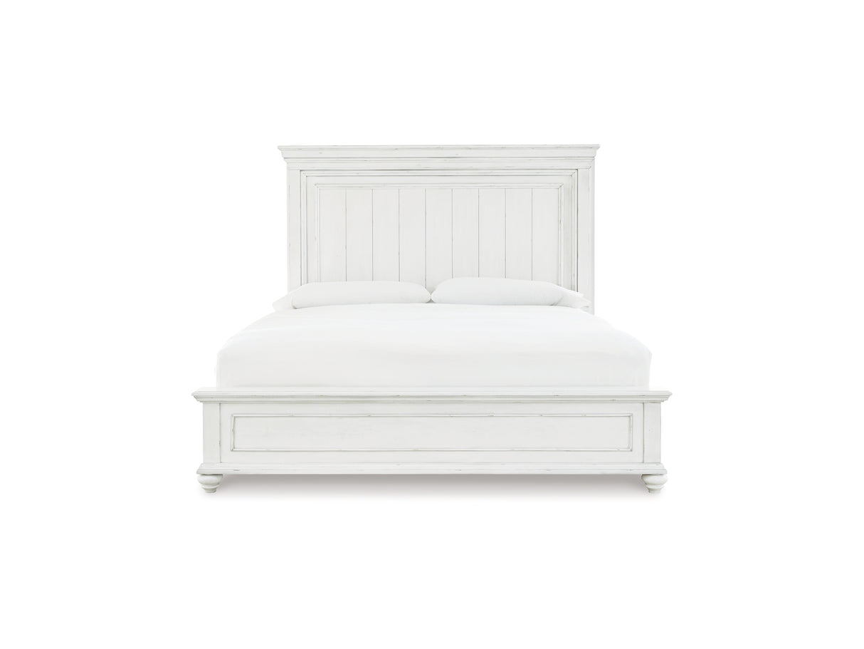 Kanwyn Whitewash Queen Panel Bed, Dresser, Mirror And Nightstand