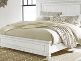 Kanwyn Whitewash Queen Panel Bed, Dresser, Mirror And Nightstand