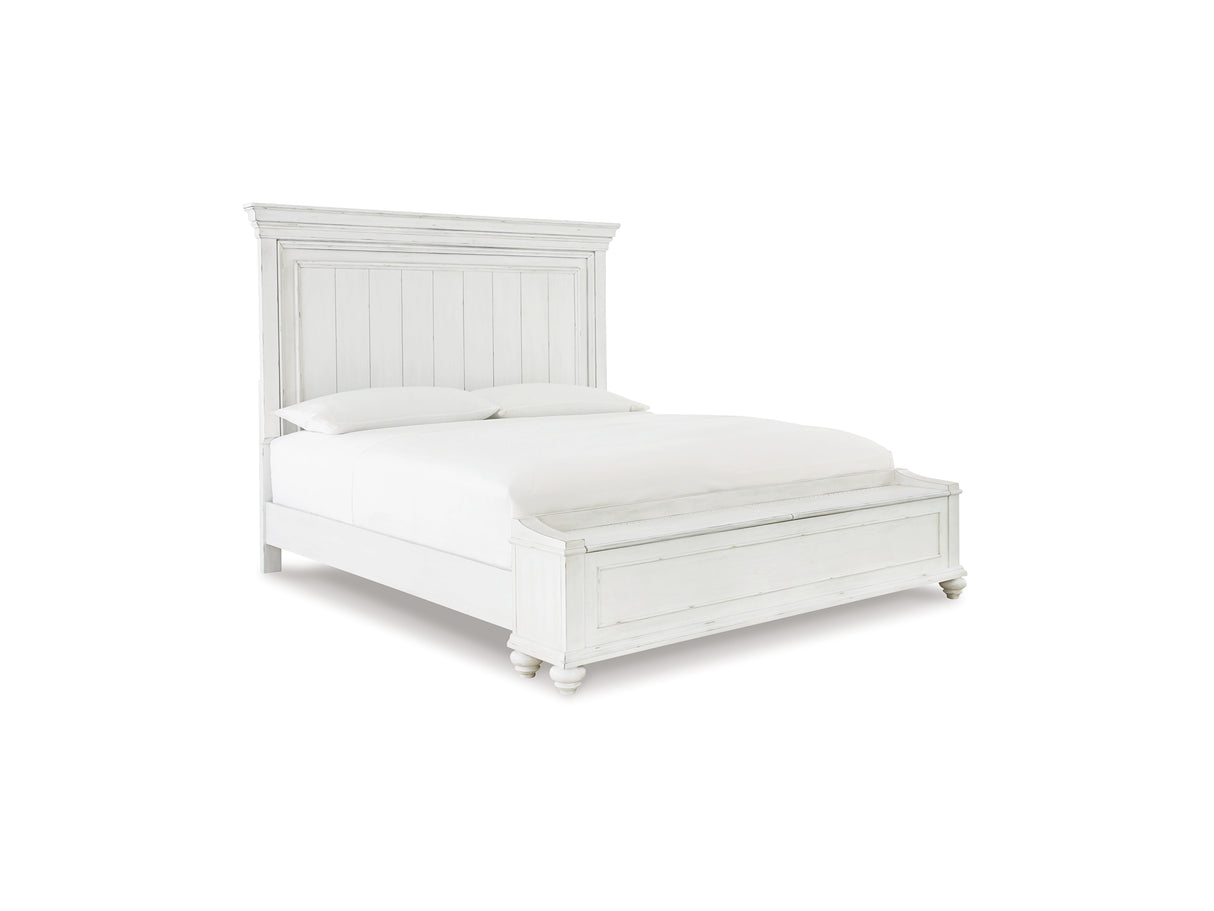 Kanwyn Whitewash Queen Panel Storage Bed, Dresser, Mirror And Nightstand