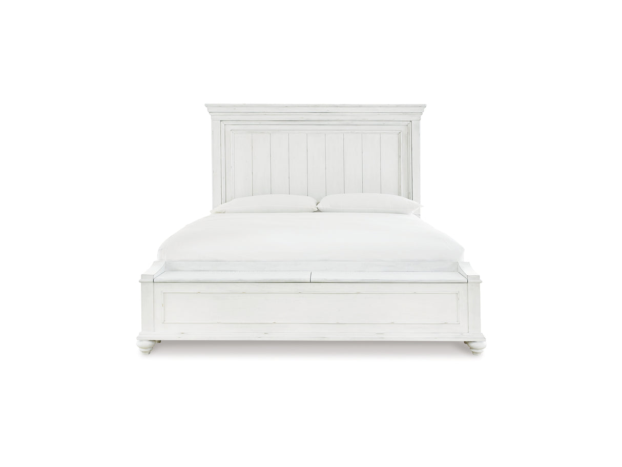 Kanwyn Whitewash King Storage Panel Bed And Dresser