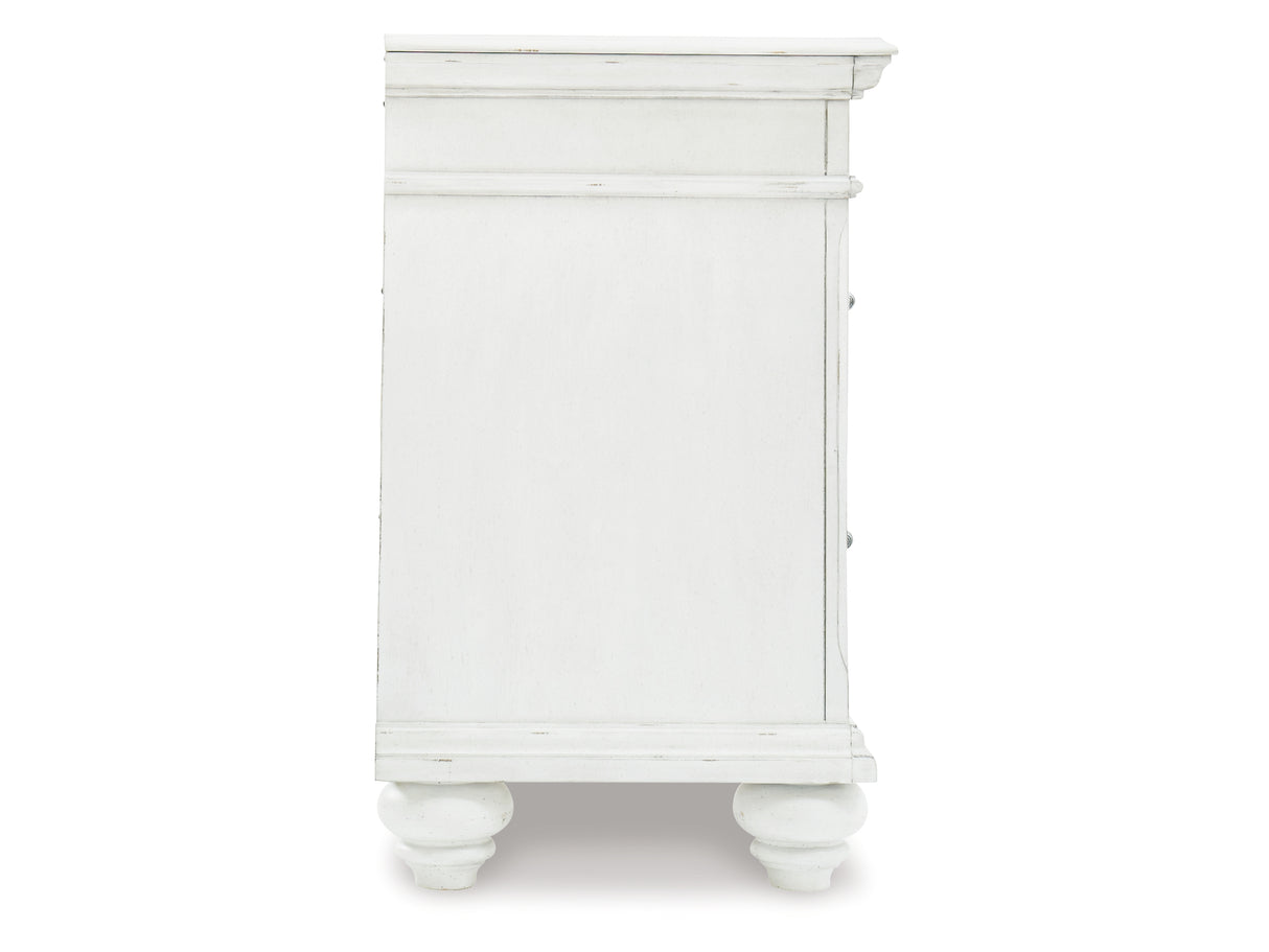 Kanwyn Whitewash Queen Panel Bed, Dresser, Mirror And Nightstand