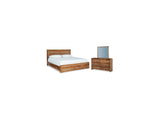 Dressonni Brown Queen Panel Bed, Dresser And Mirror