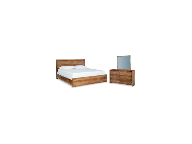 Dressonni Brown Queen Panel Bed, Dresser And Mirror