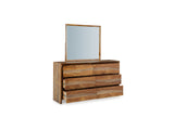 Dressonni Brown California King Panel Bed, Dresser And Mirror