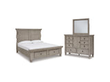 Harrastone Gray Queen Panel Bed, Dresser And Mirror
