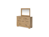 Galliden Light Brown California King Panel Bed, Dresser And Mirror