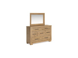 Galliden Light Brown California King Panel Bed, Dresser And Mirror
