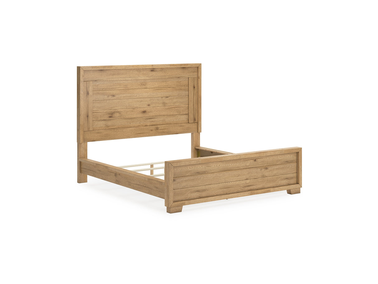 Galliden Light Brown California King Panel Bed, Dresser And Mirror