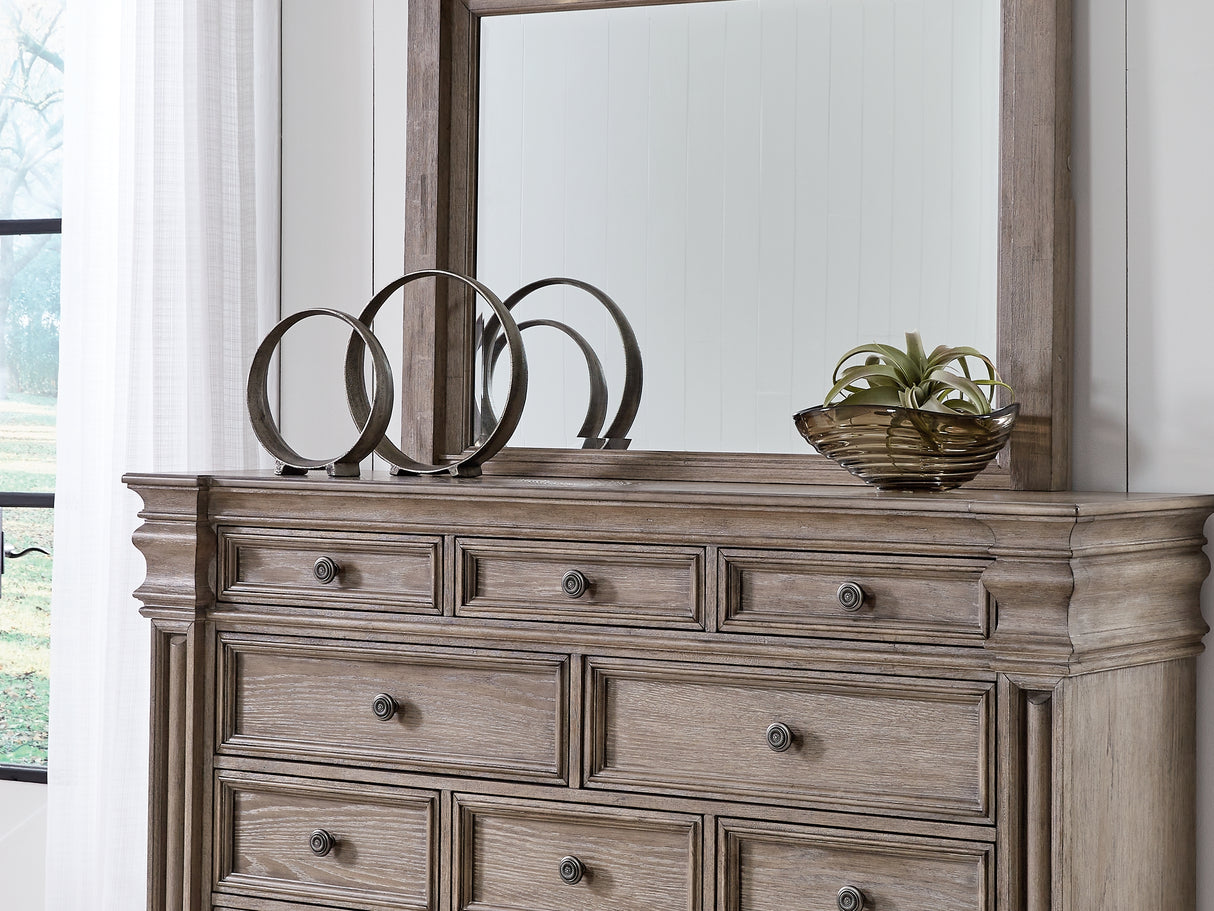 Blairhurst Light Grayish Brown King Panel Bed, Dresser And Mirror