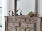 Blairhurst Light Grayish Brown King Panel Bed, Dresser And Mirror