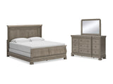 Lexorne Gray California King Sleigh Bed, Dresser And Mirror