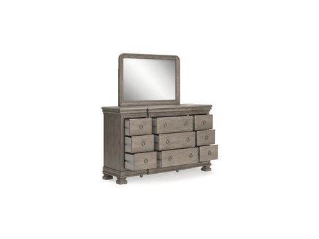 Lexorne Gray Dresser And Mirror