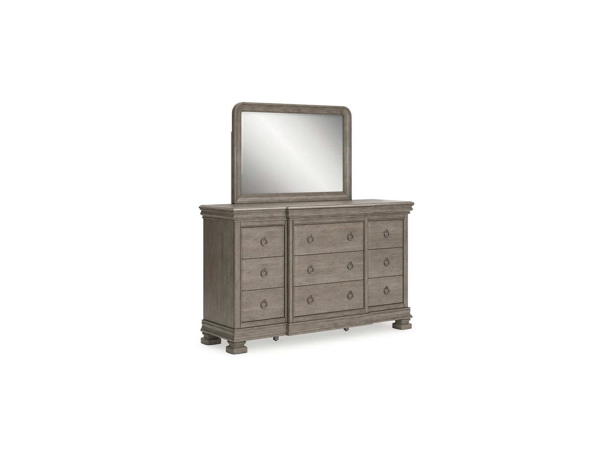 Lexorne Gray Dresser And Mirror