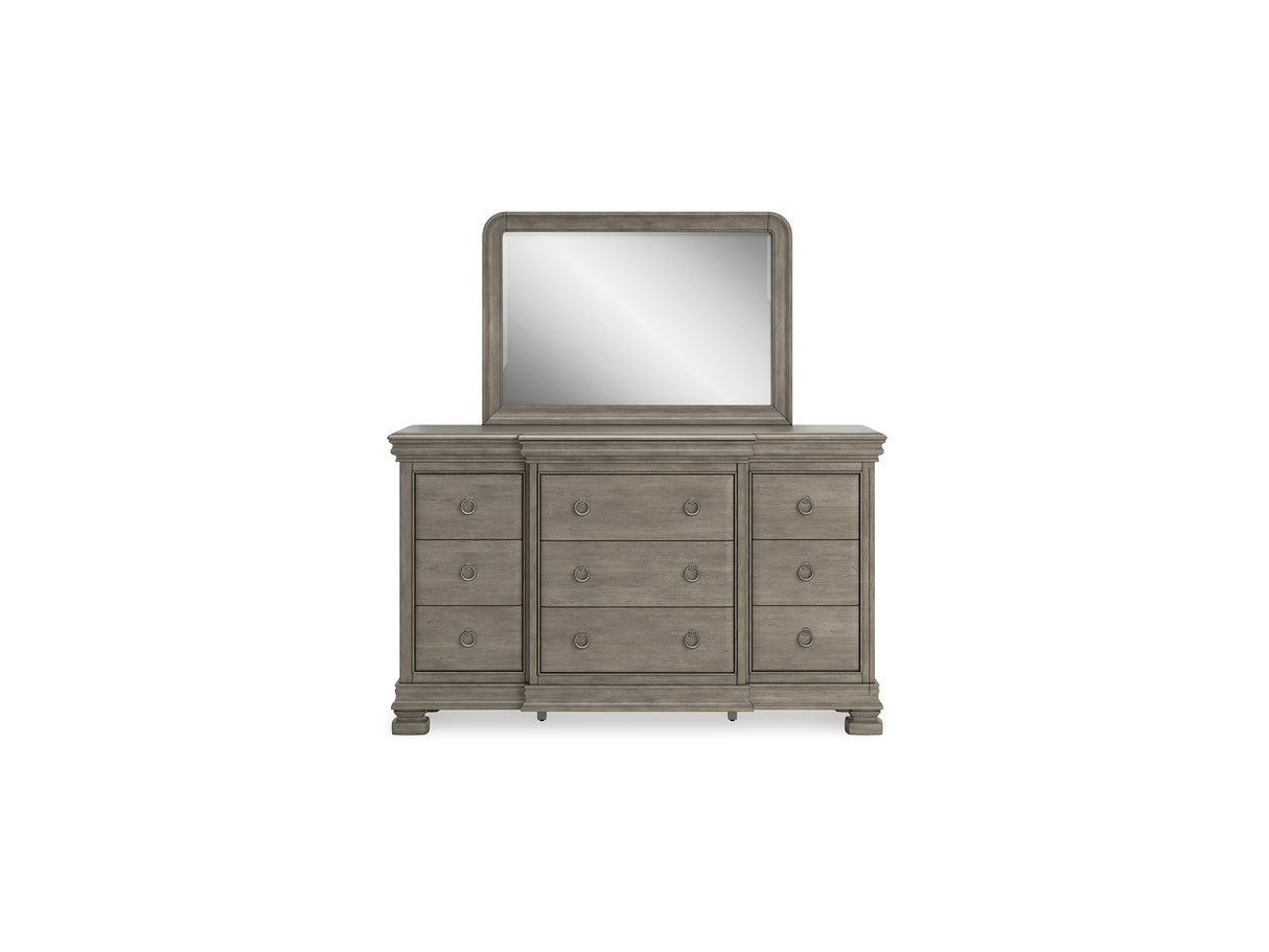 Lexorne Gray Dresser And Mirror