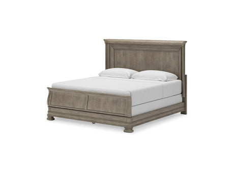 Lexorne Gray King Sleigh Bed, Dresser And Mirror