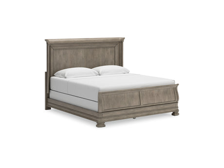 Lexorne Gray King Sleigh Bed, Dresser And Mirror