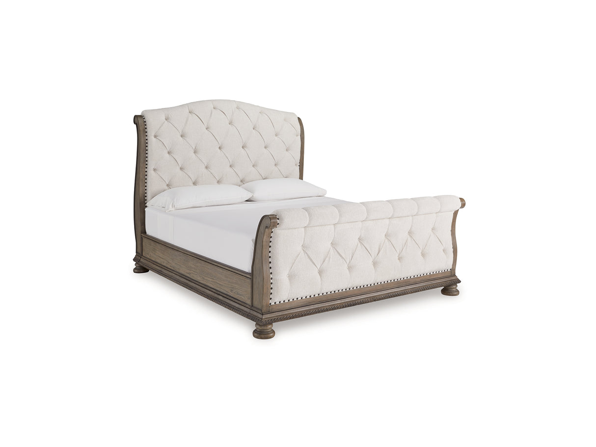 Ardenfield Light Brown King Upholstered Sleigh Bed