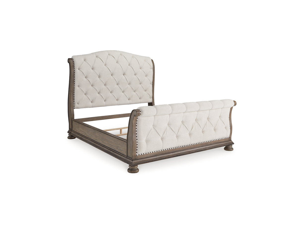 Ardenfield Light Brown King Upholstered Sleigh Bed