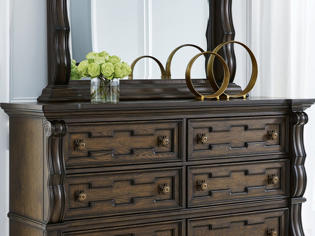 Maylee Dark Brown Dresser And Mirror