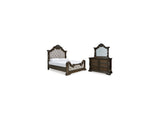 Maylee Dark Brown Queen Upholstered Bed, Dresser And Mirror