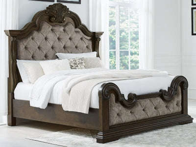 Maylee Dark Brown King Upholstered Bed