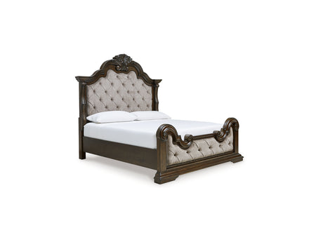 Maylee Dark Brown King Upholstered Bed