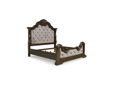 Maylee Dark Brown King Upholstered Bed
