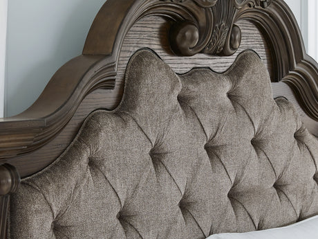 Maylee Dark Brown King Upholstered Bed