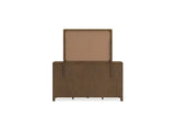 Cabalynn Light Brown California King Upholstered Bed, Dresser And Mirror
