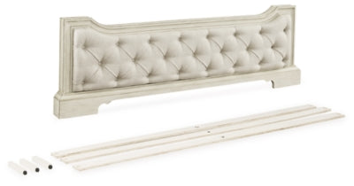 Arlendyne Antique White Queen Upholstered Panel Footboard With Slats