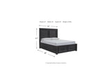 Foyland Black/Brown Queen Storage Bed, Dresser, Mirror And Nightstand
