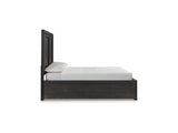 Foyland Black/Brown Queen Storage Bed, Dresser, Mirror And Nightstand