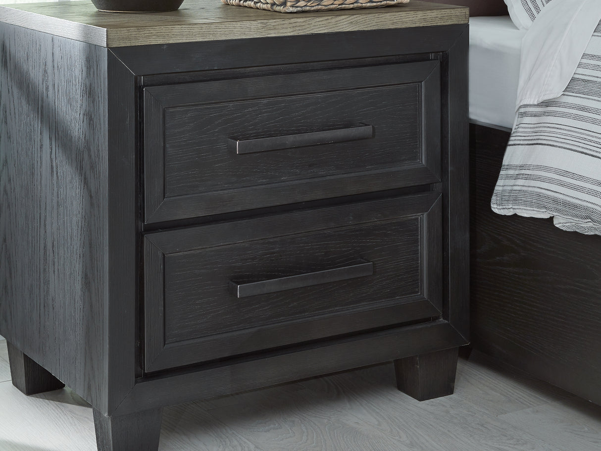 Foyland Black/Brown Queen Storage Bed, Dresser, Mirror And Nightstand