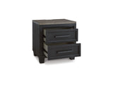 Foyland Black/Brown Queen Storage Bed, Dresser, Mirror And Nightstand