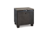 Foyland Black/Brown Queen Storage Bed, Dresser, Mirror And Nightstand