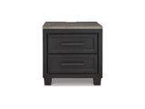 Foyland Black/Brown Queen Storage Bed, Dresser, Mirror And Nightstand