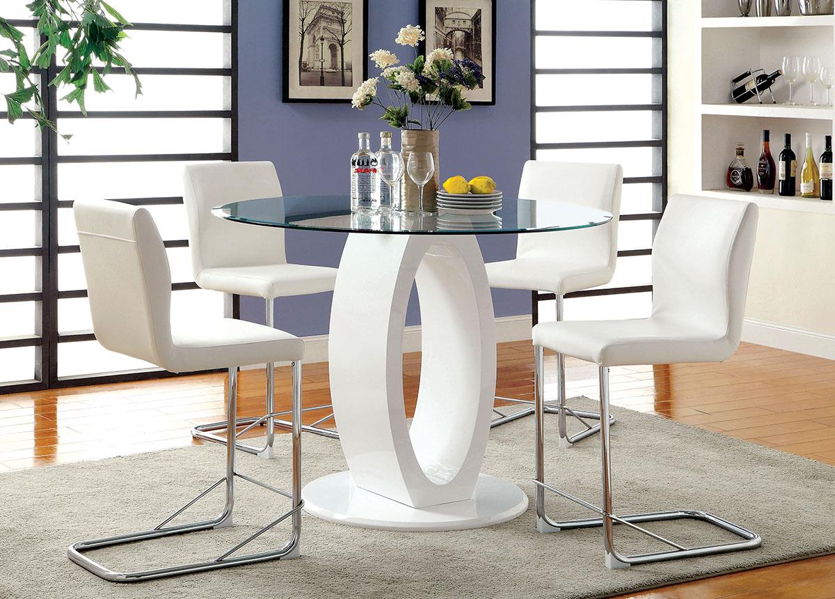 Lodia II White Dining Set