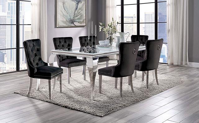Neuveville White/Chrome Dining Set