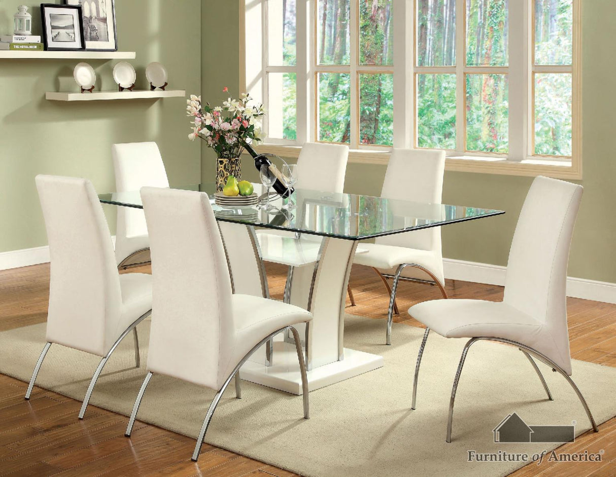 Glenview White/Chrome Dining Set