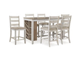 Skempton Two-Tone Counter Height Dining Table And 6 Barstools