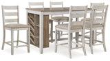 Skempton Two-Tone Counter Height Dining Table And 6 Barstools