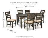Rokane Brown Dining Table And Chairs (Set Of 7)