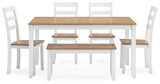 Gesthaven Dining Table with 4 Chairs and Bench (Set of 6)