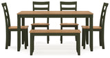 Gesthaven Dining Table with 4 Chairs and Bench (Set of 6)