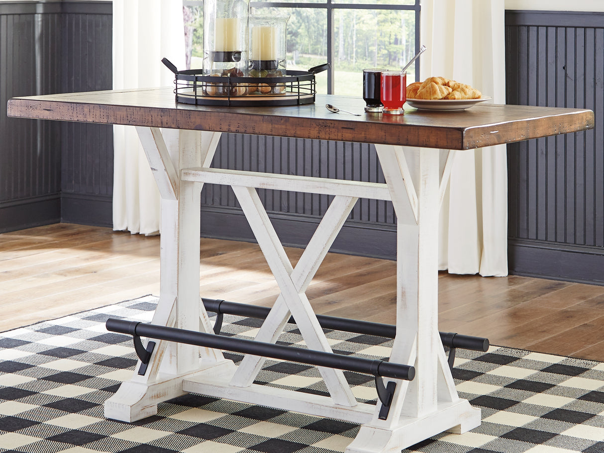 Valebeck White Counter Height Dining Table And 4 Barstools