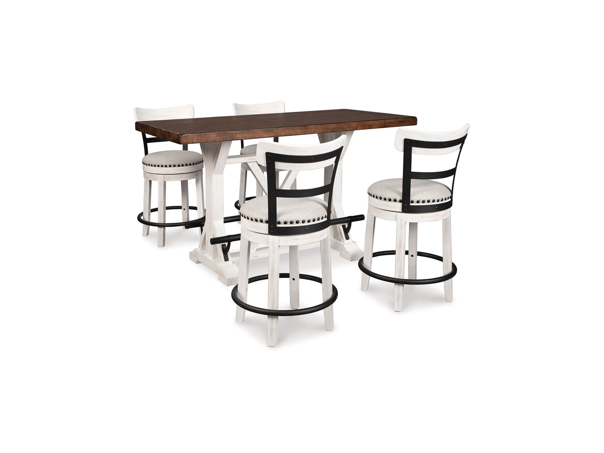 Valebeck White Counter Height Dining Table And 4 Barstools