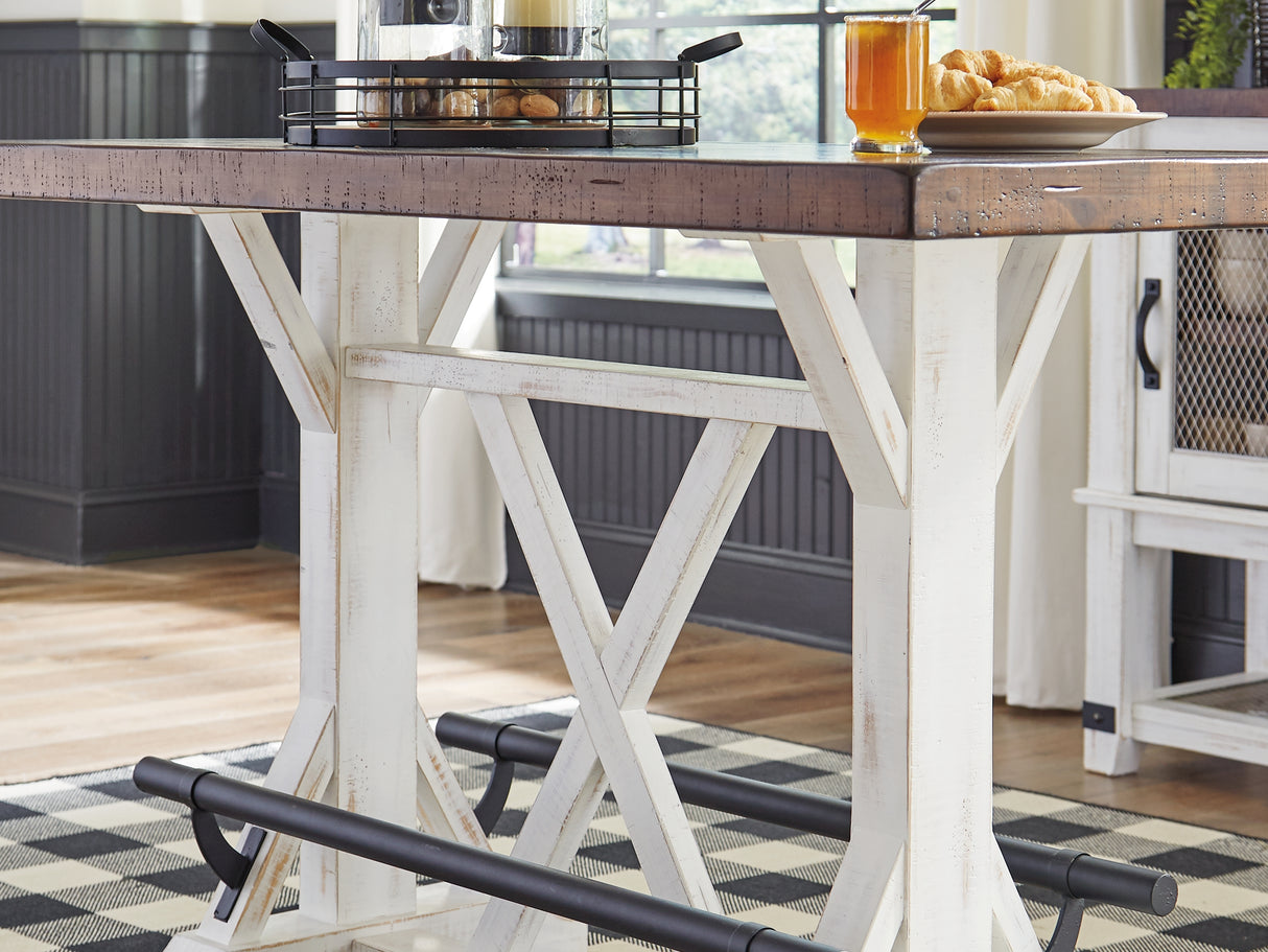 Valebeck White Counter Height Dining Table And 4 Barstools